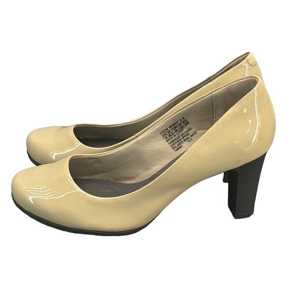 Rockport Walkability Beige Cream Patent Leather Comfort Pump Heel Women 9 - Picture 1 of 7